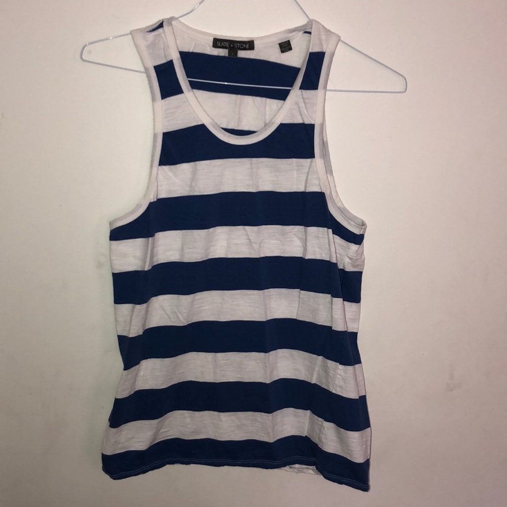 Slate and Stone Rugby Stripe Tank  LARGE